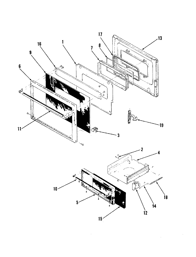 DOOR (LOWER) Diagram and Parts List for 22FY-6KLXV8  Magic Chef Microwave Oven Combo