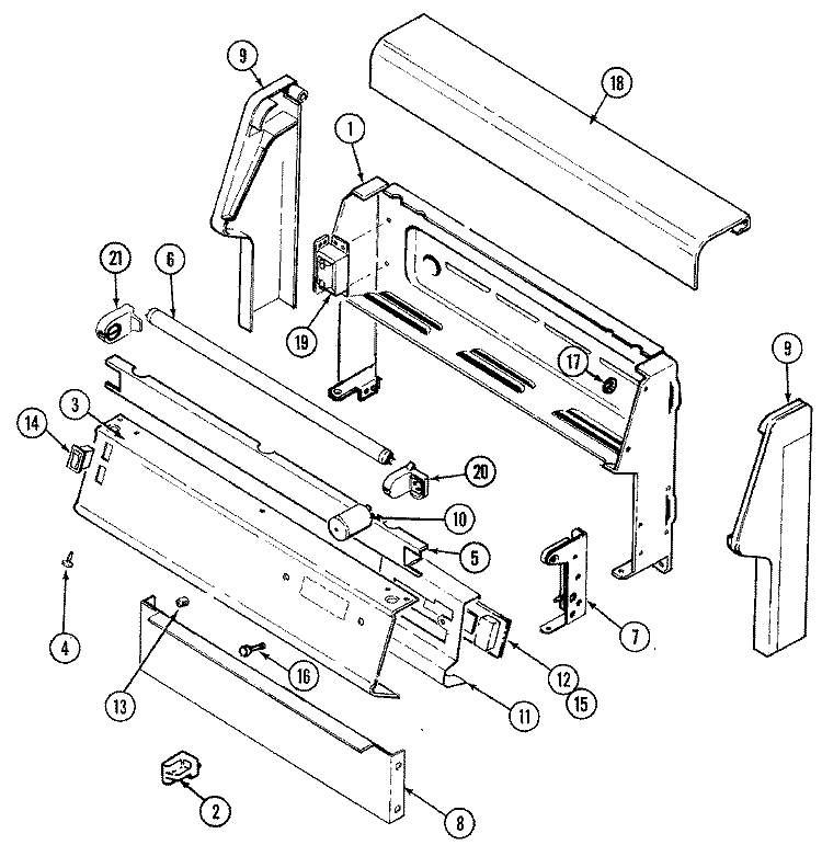 CONTROL PANEL Diagram and Parts List for 3187VTV  Magic Chef Range