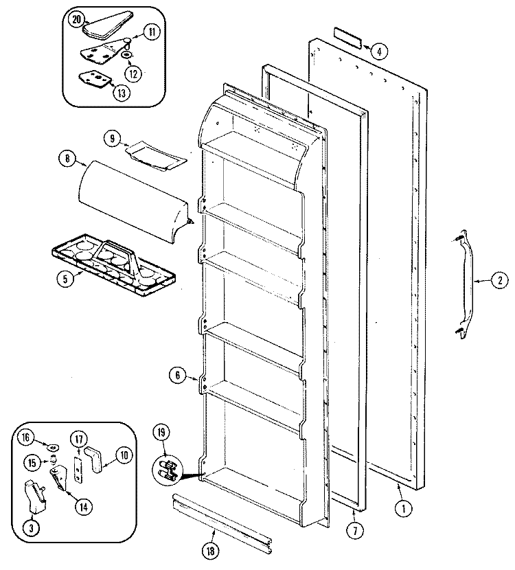 FRESH FOOD DOOR Diagram and Parts List for CS20Y6A  Crosley Refrigerator