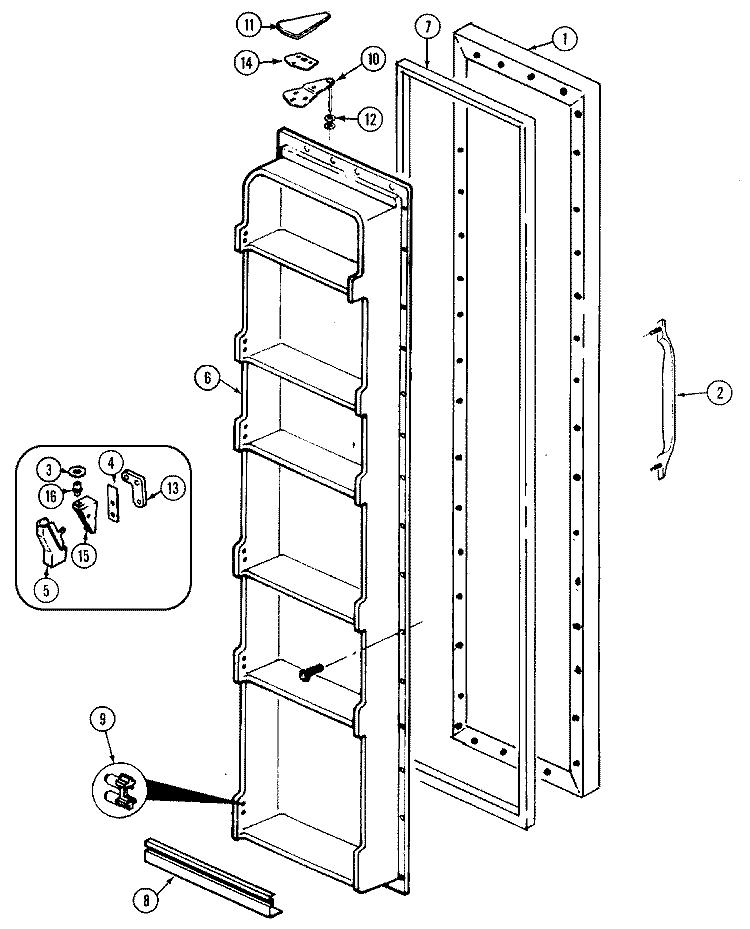 FREEZER DOOR Diagram and Parts List for CS20Y6A  Crosley Refrigerator