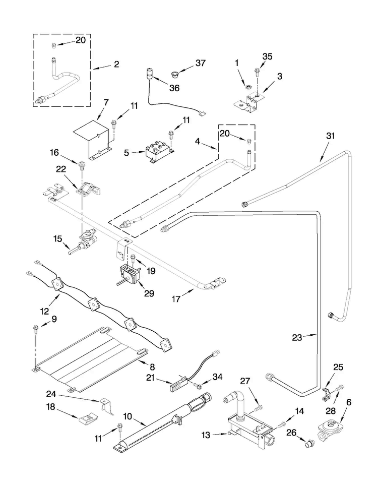 Manifold Parts Diagram and Parts List for AGR3311WDQ0  Amana Range