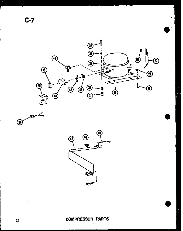 COMPRESSOR PARTS Diagram and Parts List for C9 P6021202W Crosley Freezer