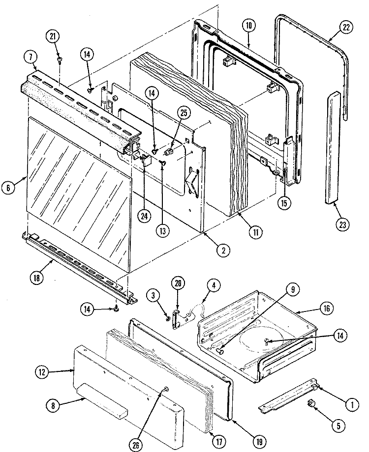 DOOR / DRAWER (G3216SRx - M) Diagram and Parts List for G3216SRW-M  Maytag Range