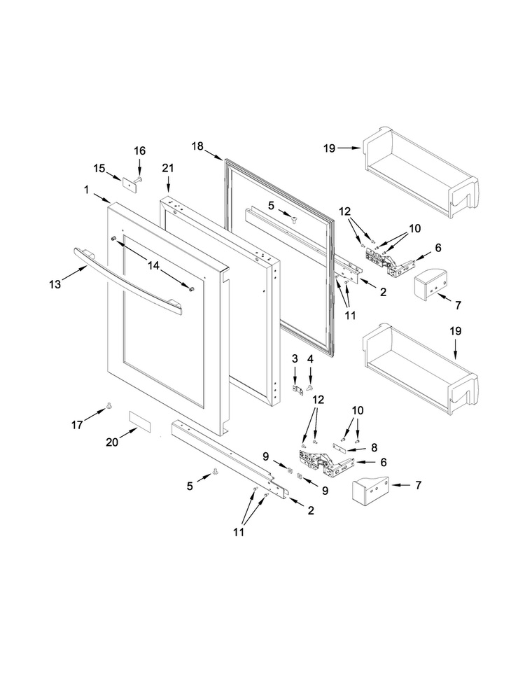 Door Parts Diagram and Parts List for JUG24FLERS00  Jenn-Air Refrigerator