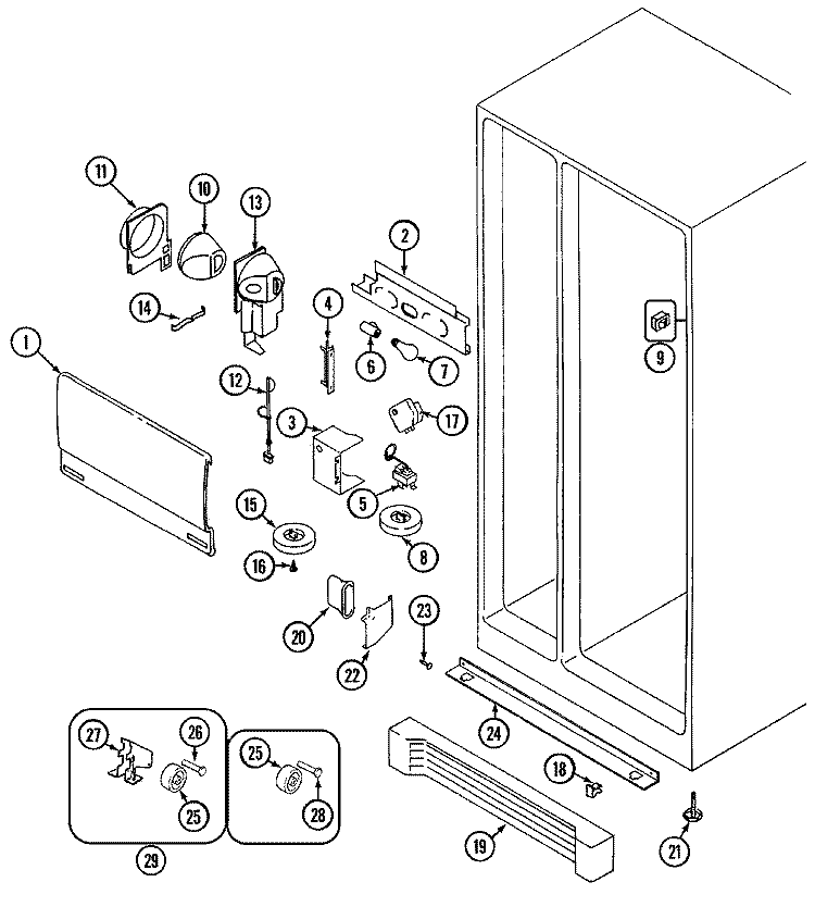 FRESH FOOD COMPARTMENT Diagram and Parts List for GS20A8D3V  Maytag Refrigerator