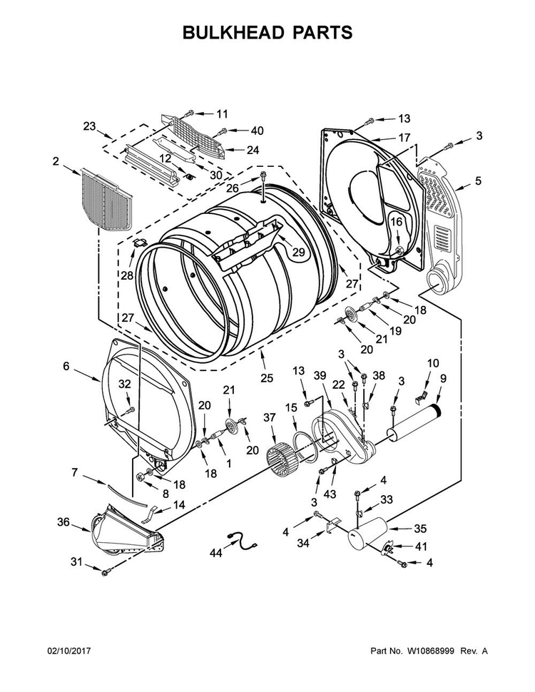 Bulkhead Parts Diagram and Parts List for MDG20CSAWW0  Maytag Dryer