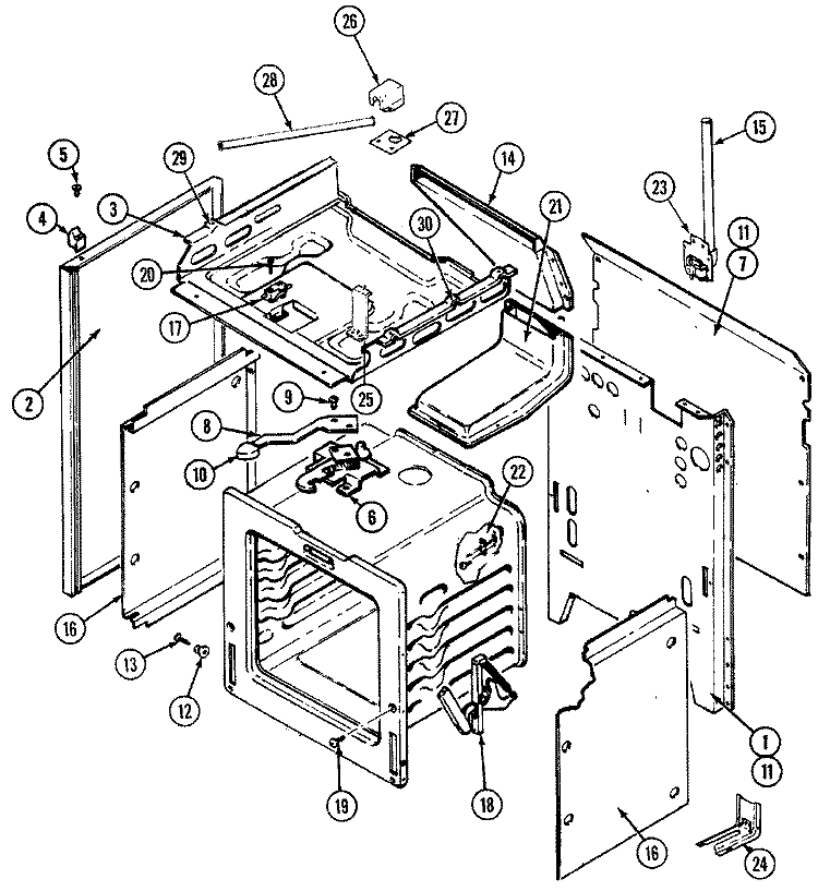 BODY Diagram and Parts List for 7458XTA  Magic Chef Range