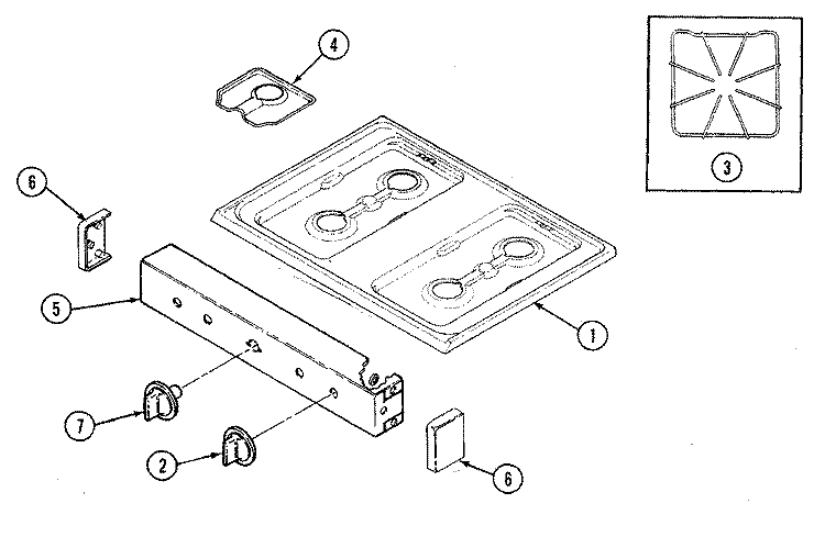 TOP ASSEMBLY Diagram and Parts List for 3221XPS  Magic Chef Range