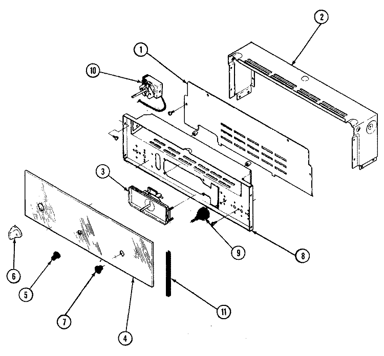 CONTROL PANEL Diagram and Parts List for 9121WPW  Magic Chef Wall Oven