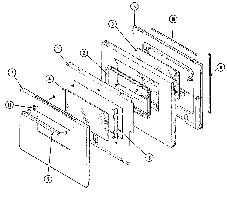 DOOR (UPPER) Diagram and Parts List for 9121WPW  Magic Chef Wall Oven