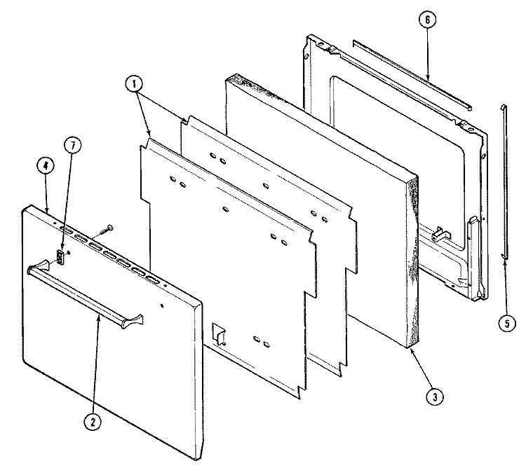 DOOR (LOWER) Diagram and Parts List for 9121WPW  Magic Chef Wall Oven