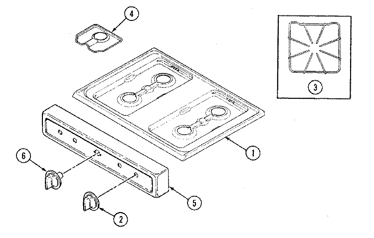 TOP ASSEMBLY Diagram and Parts List for 3221WPV  Magic Chef Range