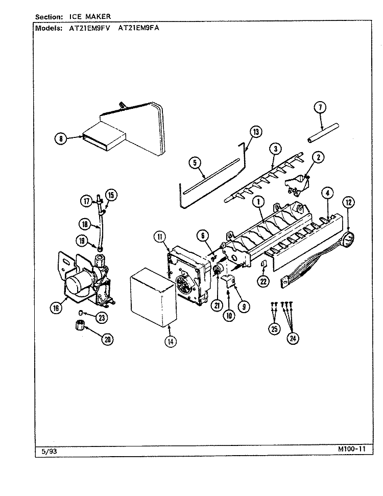 ICE MAKER Diagram and Parts List for AT21EM9FA DA80A Admiral Refrigerator