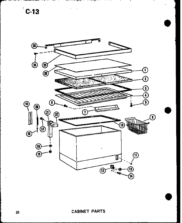 CABINET PARTS Diagram and Parts List for C9 P6021264W Crosley Freezer