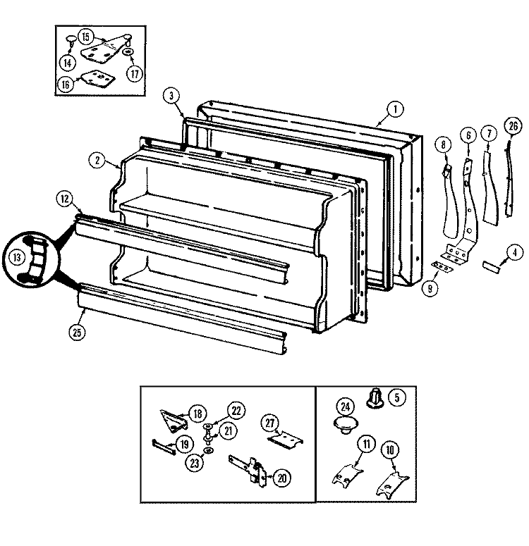 FREEZER DOOR Diagram and Parts List for AT19M8A  Admiral Refrigerator