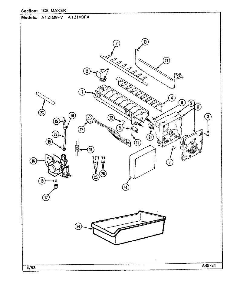 ICE MAKER Diagram and Parts List for AT21M9FA DD64A Admiral Refrigerator