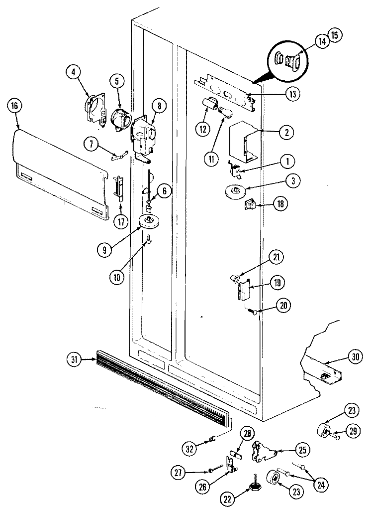 FRESH FOOD COMPARTMENT Diagram and Parts List for RC203TDV  Magic Chef Refrigerator
