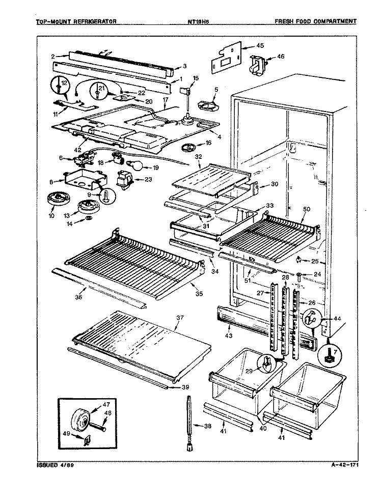 FRESH FOOD COMPARTMENT Diagram and Parts List for NT19H6 9B07A Maytag Refrigerator