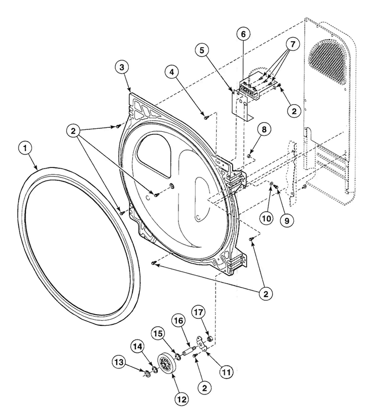 Roller Assy Diagram and Parts List for SDG909WF  Speed Queen Dryer