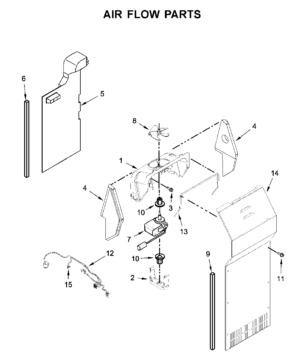 Air Flow Parts Diagram and Parts List for 1064650042714  Kenmore Refrigerator