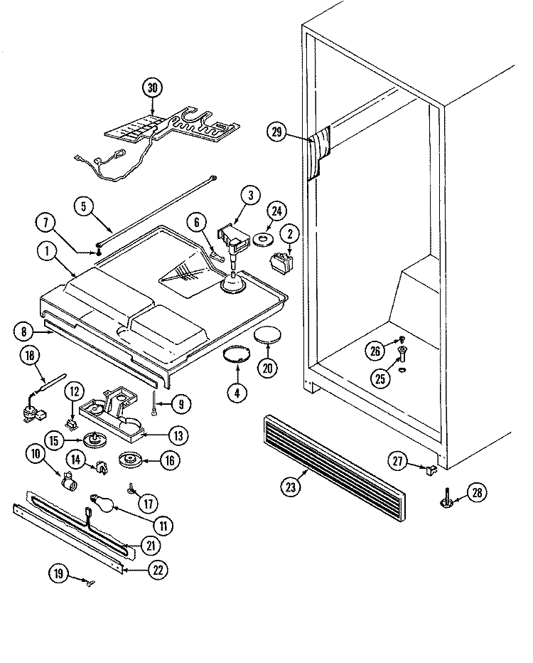 FRESH FOOD COMPARTMENT Diagram and Parts List for GT17A4XA  Admiral Refrigerator