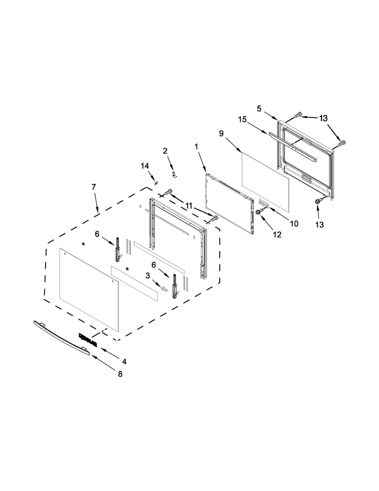 Lower Oven Door Parts Diagram and Parts List for JJW3830DB00  Jenn-Air Wall Oven