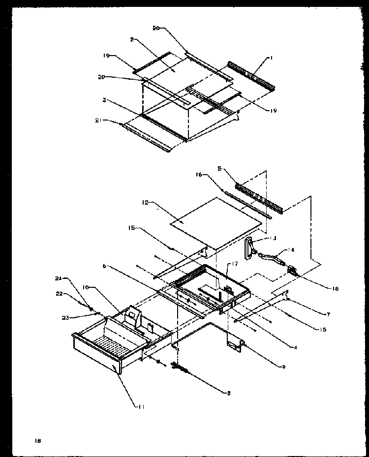 Refrigerator Shelving And Drawers Diagram and Parts List for SXD20NPW-P1162505WW  Amana Refrigerator