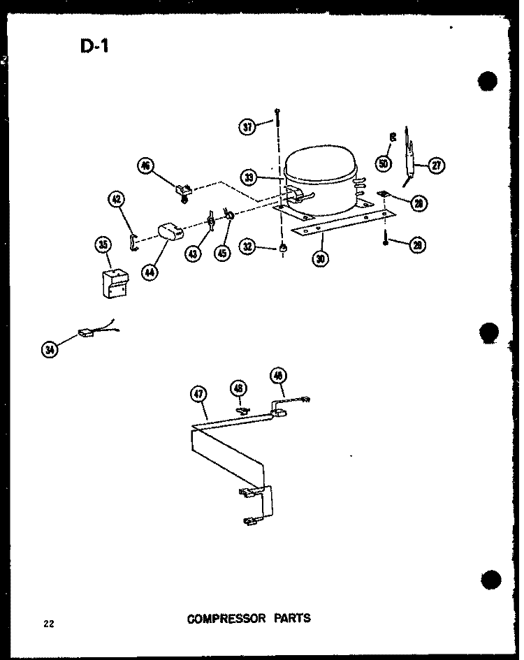 COMPRESSOR PARTS Diagram and Parts List for C9 P6021264W Crosley Freezer