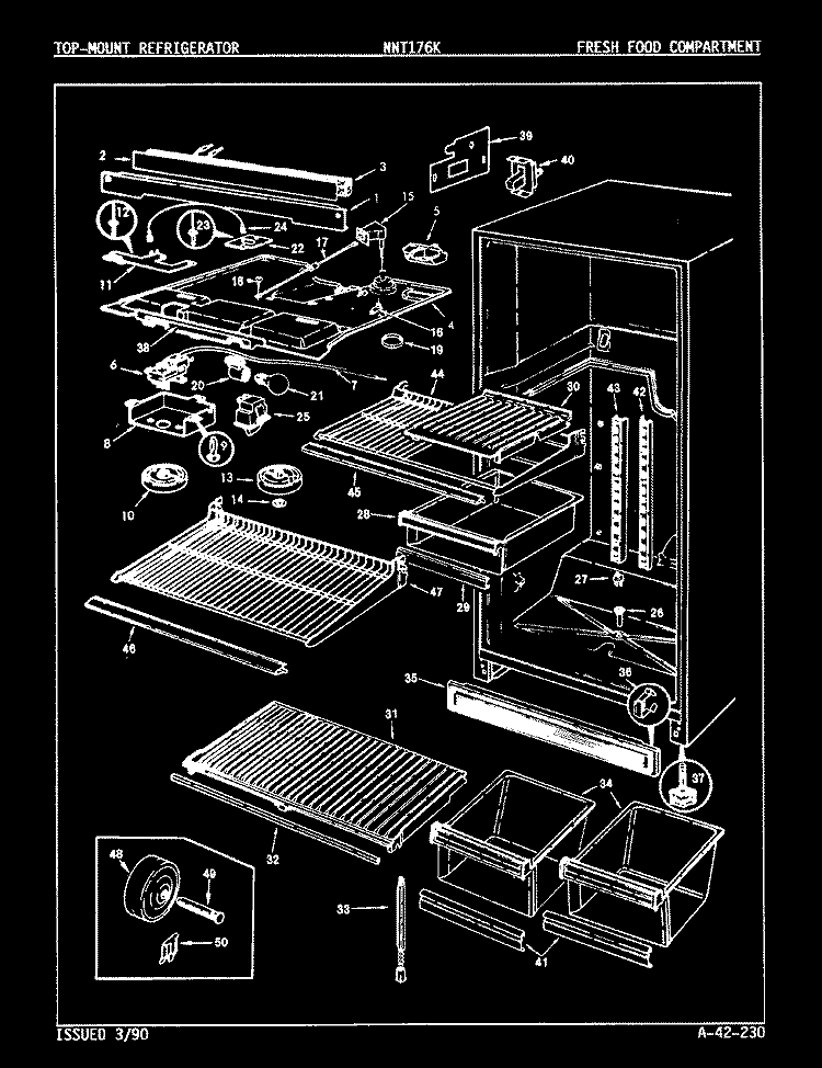 FRESH FOOD COMPARTMENT Diagram and Parts List for NNT176KA AC21A Admiral Refrigerator