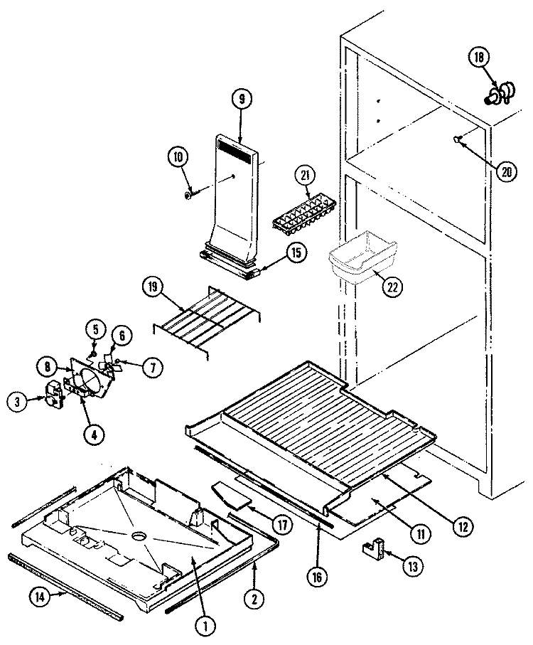 FREEZER COMPARTMENT Diagram and Parts List for RTSA194AAM  Admiral Refrigerator
