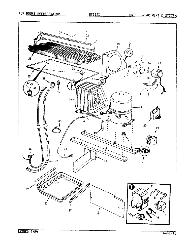 UNIT COMPARTMENT & SYSTEM Diagram and Parts List for NT16JXA 9D04A Maytag Refrigerator
