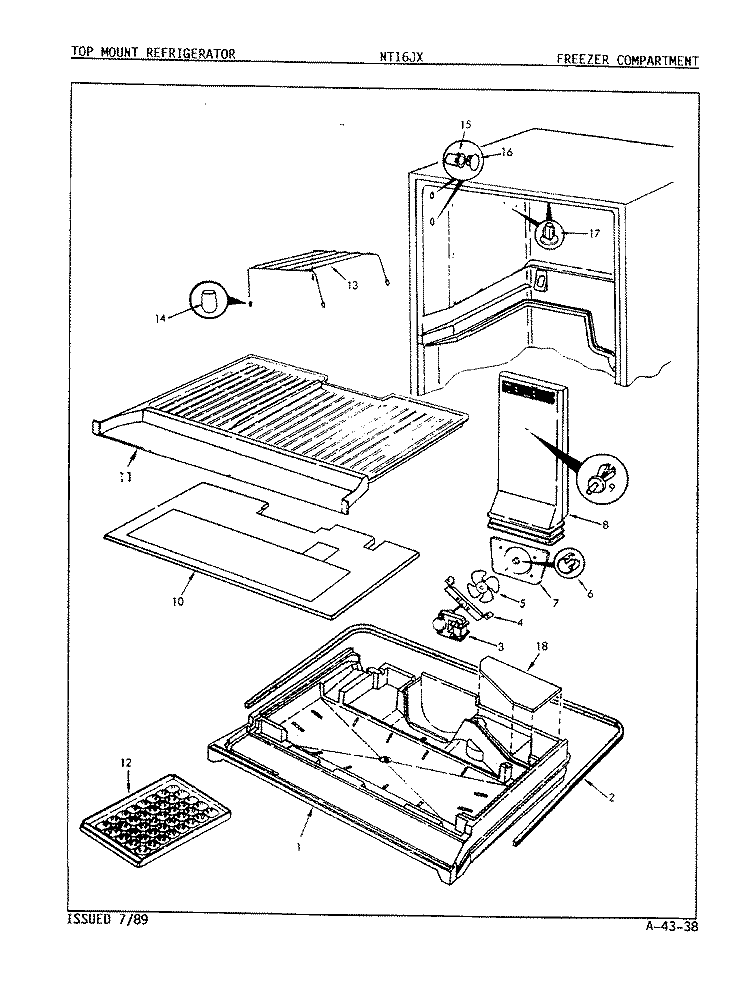 FREEZER COMPARTMENT Diagram and Parts List for NT16JXA 9D04A Maytag Refrigerator