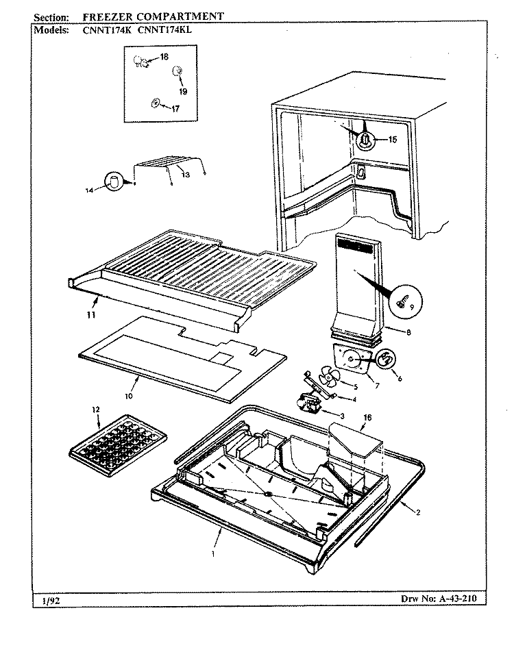 FREEZER COMPARTMENT Diagram and Parts List for CNNT174KLA BF32C Maytag Refrigerator