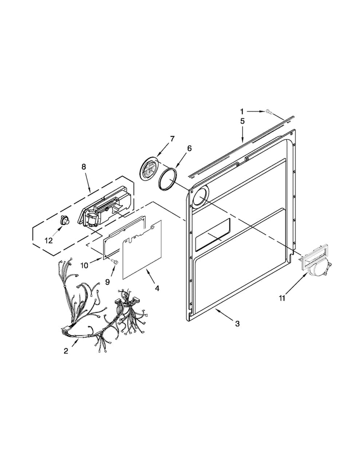 Inner Door Parts Diagram and Parts List for MDB4709PAB3  Maytag Dishwasher