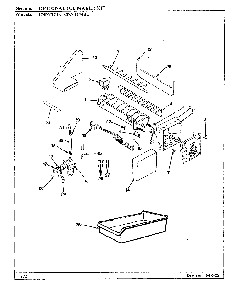 OPTIONAL ICE MAKER KIT Diagram and Parts List for CNNT174KLA BF32C Maytag Refrigerator
