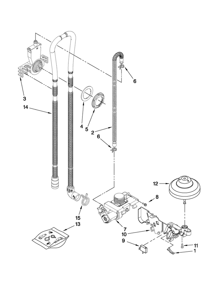 Fill, Drain And Overfill Parts Diagram and Parts List for CUD6710XQ2  Crosley Dishwasher