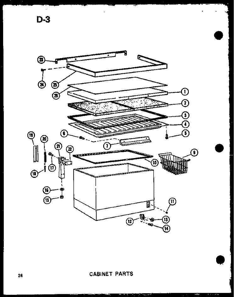 CABINET PARTS Diagram and Parts List for C9 P6031864W Crosley Freezer