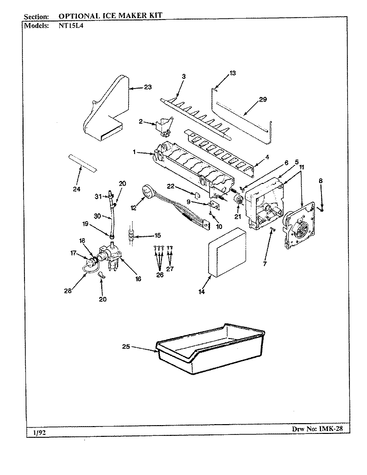 OPTIONAL ICE MAKER KIT Diagram and Parts List for NT15L4A BA01E Admiral Refrigerator