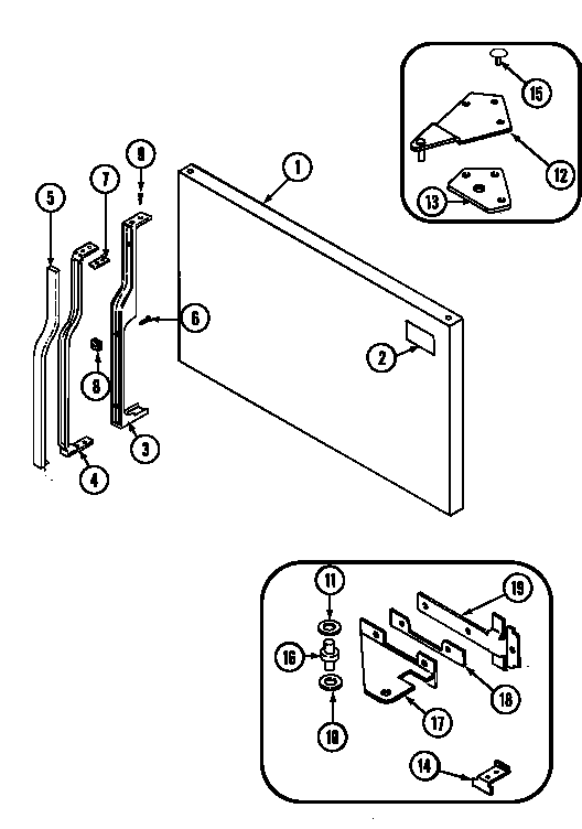 Freezer Outer Door Diagram and Parts List for GT19A43LV  Maytag Refrigerator