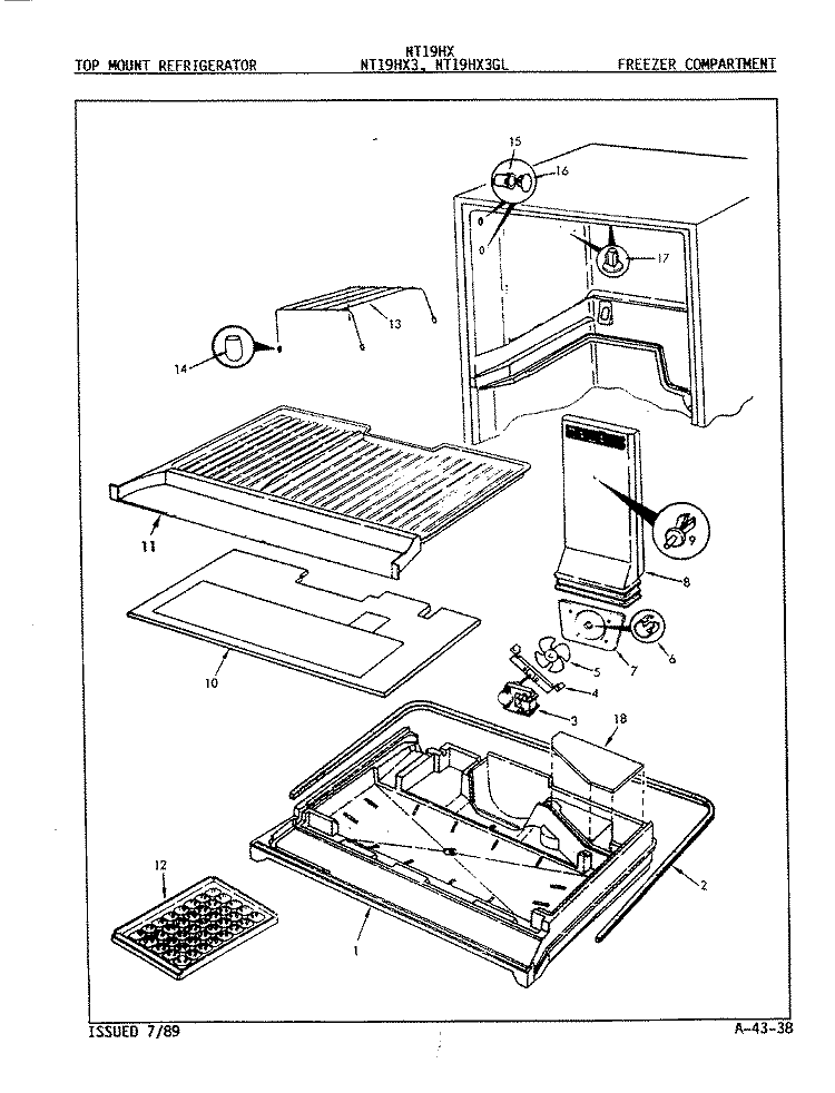 FREEZER COMPARTMENT Diagram and Parts List for NT19HX3H 8D78A Maytag Refrigerator