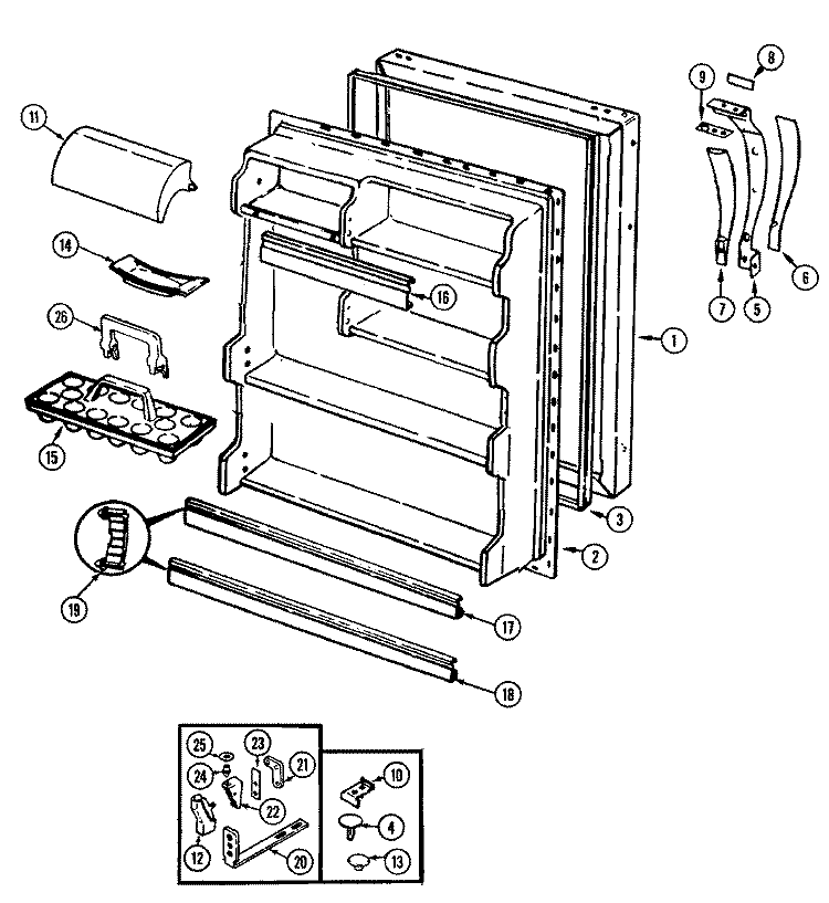 FRESH FOOD DOOR Diagram and Parts List for AT21M6A DD62A Admiral Refrigerator