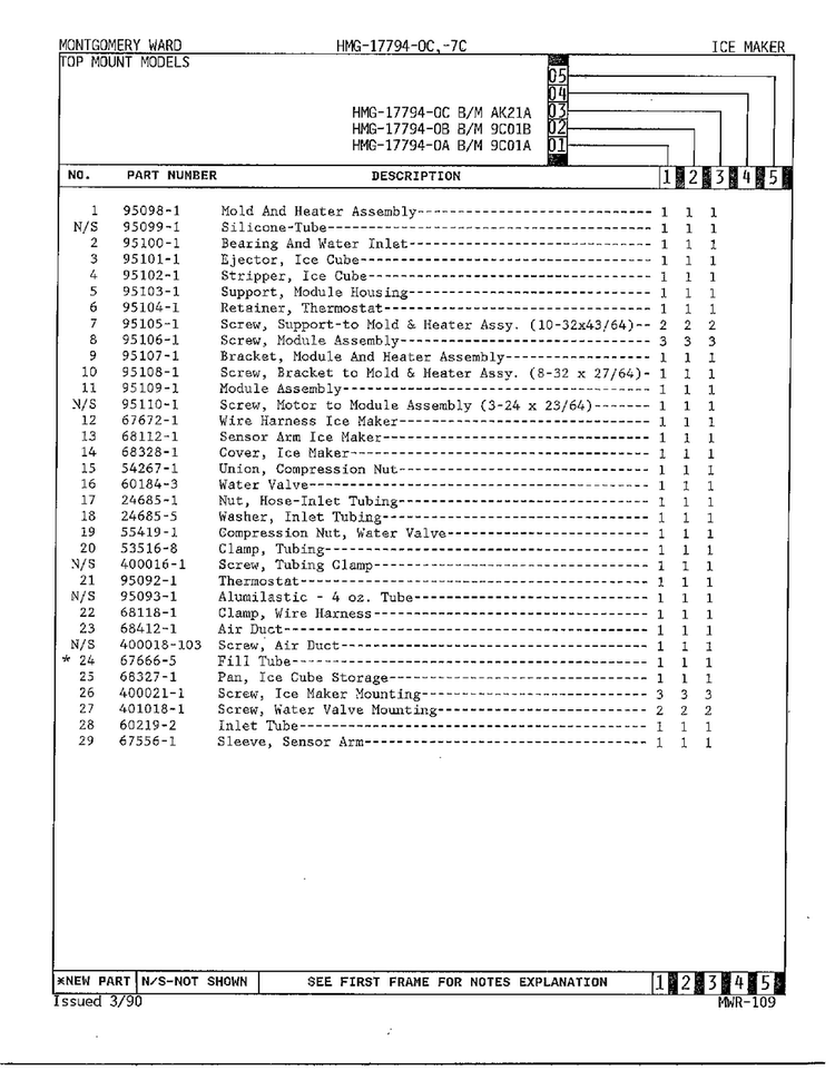 Top Mount Models/ice Maker Page 2 Diagram and Parts List for 17794A  Admiral Refrigerator