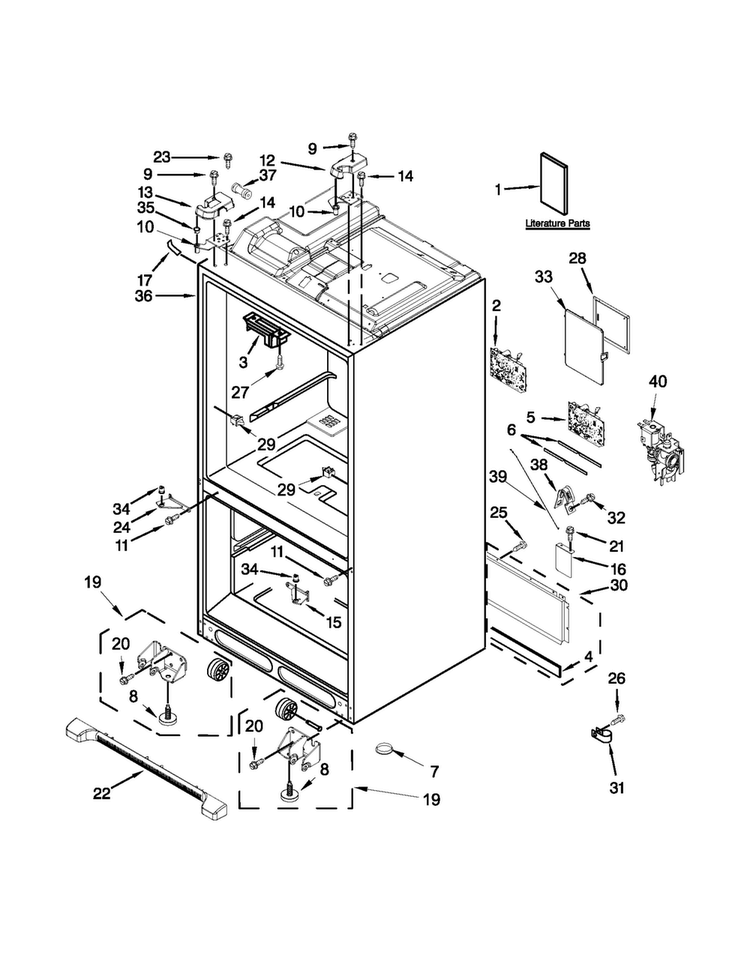 Cabinet Parts Diagram and Parts List for MFT2672AEW12  Maytag Refrigerator