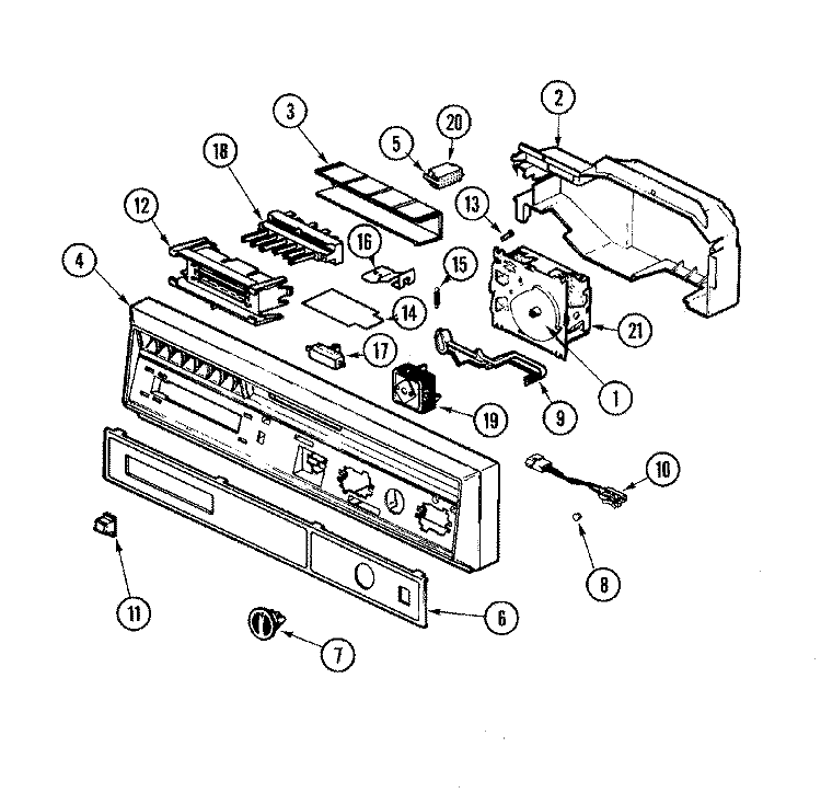 CONTROL PANEL Diagram and Parts List for DU7CA-20  Maytag Dishwasher