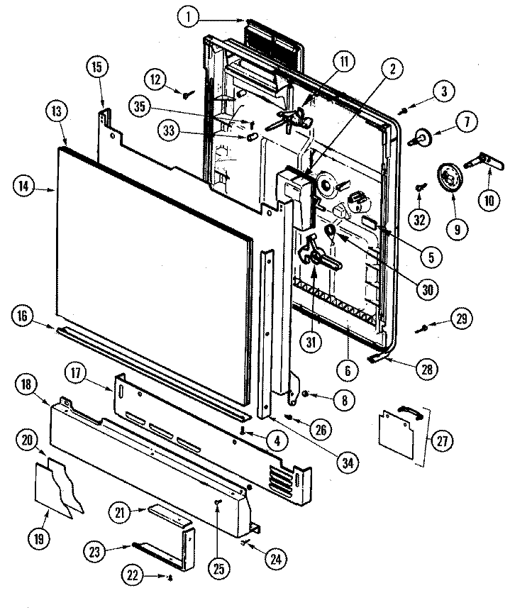 DOOR Diagram and Parts List for DU7CA-20  Maytag Dishwasher