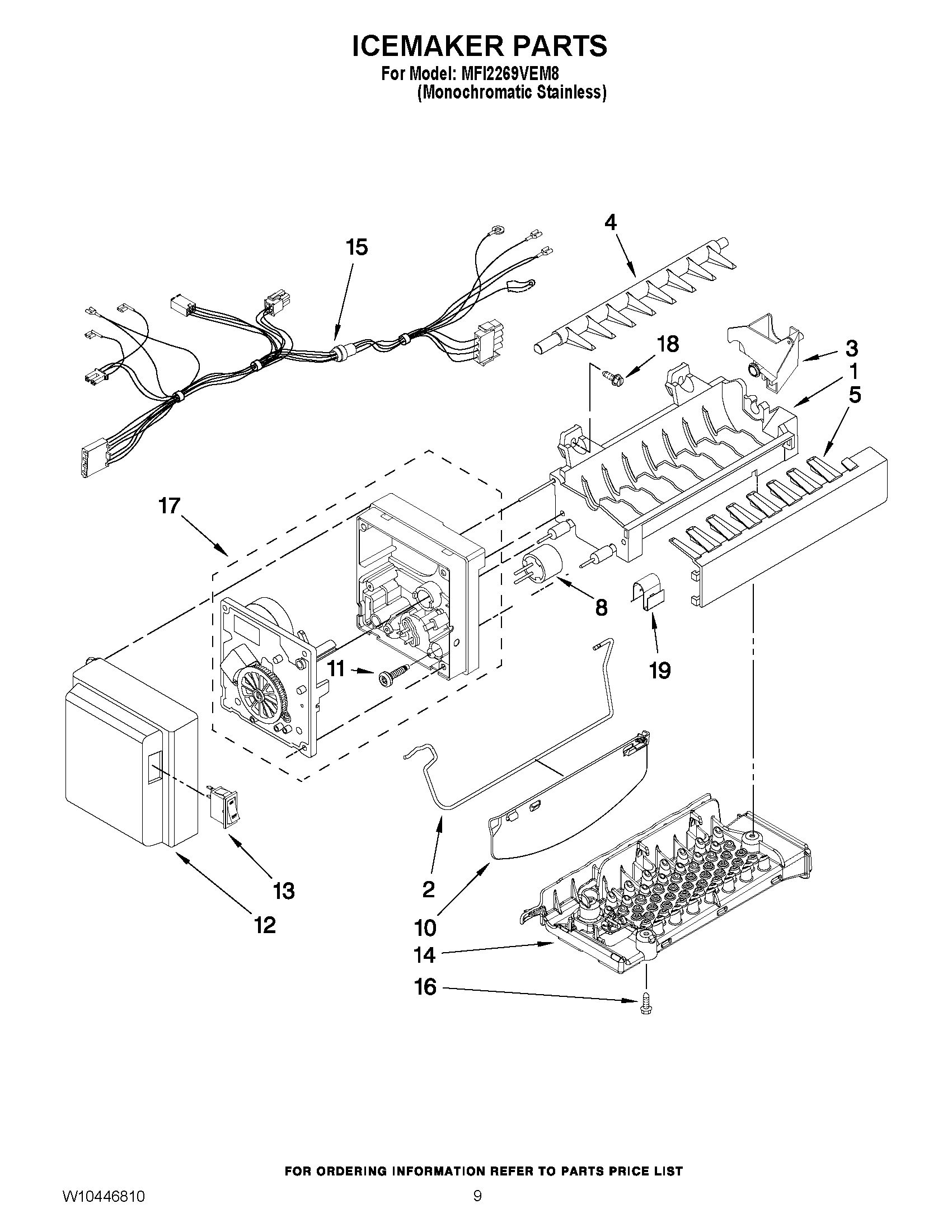 05 - ICEMAKER PARTS Diagram and Parts List for MFI2269VEM8  Maytag Refrigerator