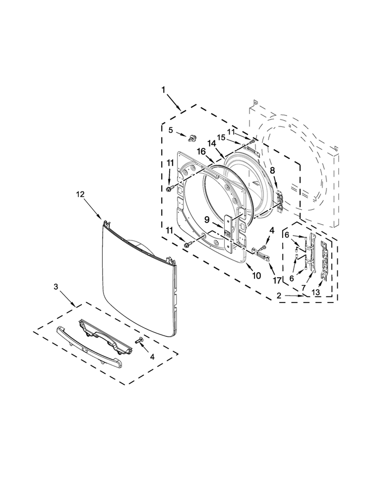 Door Parts Diagram and Parts List for MGD7100DW0  Maytag Dryer