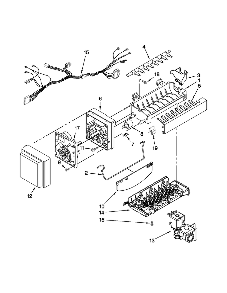 Icemaker Parts Diagram and Parts List for 5VMFX257AA00  Maytag Refrigerator