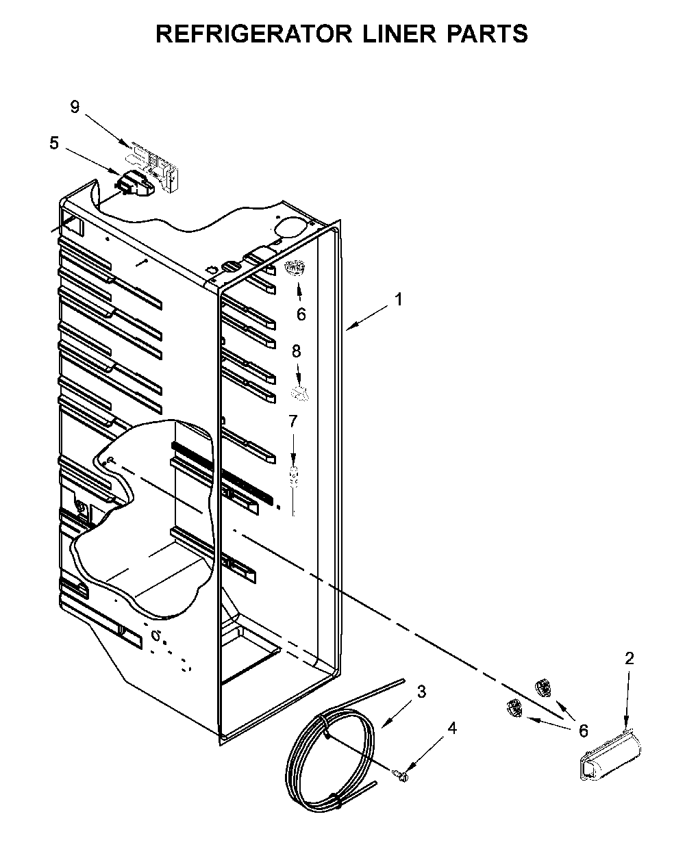 Refrigerator Liner Parts Diagram and Parts List for 1064650042714  Kenmore Refrigerator