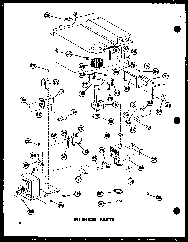 Interior Parts Diagram and Parts List for RC7A-D P72651-2M Amana Microwave